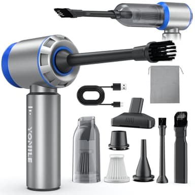 Electric air Duster - 2 in 1 210000RPM Brushless Air Duster & 21000PA Car Vacuum 9000mAh Battery Air Blower Wireless Handheld Vacuum for Car,Office and Home (Blue, 210000RPM) - Image 1