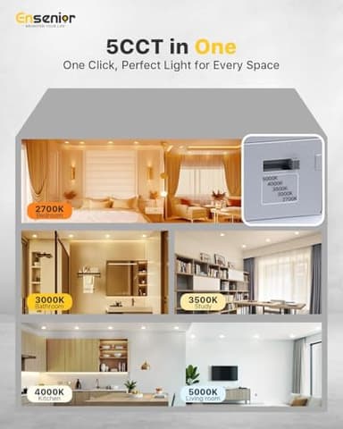 Ensenior 24 Pack 6 Inch LED Recessed Ceiling Light, Dimmable, 2700K-6000K 6CCT, 1050LM 12W 120V, High Brightness Canless Wafer Downlight - ETL&FCC&IC - Image 2