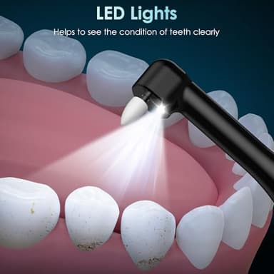 Tooth Polisher, Rechargeable Teeth Polisher with 5 Brush Heads, 4 Speed Modes, Tooth Whitening Kit for Cleaning and Polishing, LED Light, 3 Polish Pastes, IPX6 Waterproof Teeth Cleaning Tools, Black - Image 4