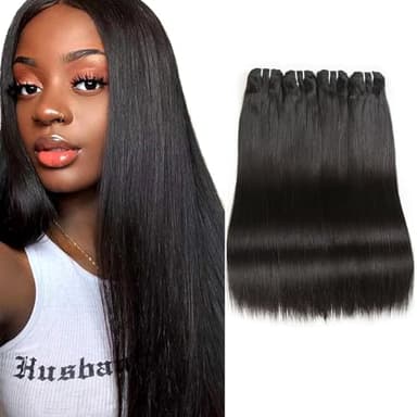 Liang Dian 14 Inch Straight Human Hair 4 Bundles Natural Color 12A Brazilian Virgin Hair 100% Unprocessed Straight Human Hair Bundles(14" 14" 14" 14") - Image 1