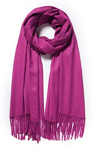 Cindy & Wendy Women's Pashmina Shawl Wrap for Evening Dress Bridesmaid Wedding Bridal Winter Warm Large Soft scarf (Dark Fuchsia) - Image 1