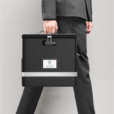 ZOOPIP Fireproof File Box with Lock, Document Box Storage Organizer, Suitable for Hanging File Folders in Letter Size, Collapsible File Box, Reflective Strip for Fast Find (12.2"*6"*10.2, Black) - Image 7