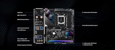 ASRock AMD B850 Phantom Gaming Riptide WiFi 7 Socket AM5 Ryzen 9000/8000/7000 Series DDR5 8000+ (OC) MHz 256GB ATX Motherboard M.2 SATA3 6.0 Gb/s PCIe 5.0 - Image 5