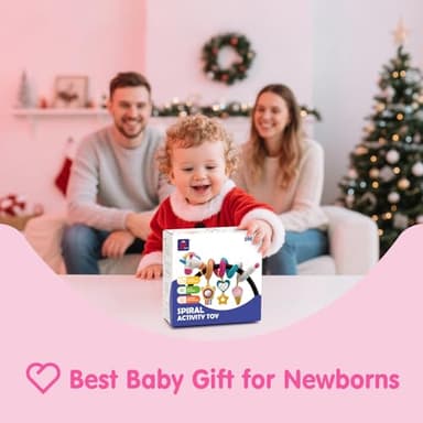 hahaland Car Seat Toys for Babies 0-6 Months Girl - Baby Toys 3-6 Months - Rattle, Mirror, Crinkle, Squeaky Carseat Stroller Toy 0-6 Months Developmental Newborn Baby Girl Birthday Gifts - Image 9