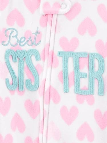 Simple Joys by Carter's Baby Girls' 3-Pack Loose Fit Flame Resistant Fleece Footed Pajamas, Black Floral/Pink Panda/White Hearts, 24 Months - Image 3