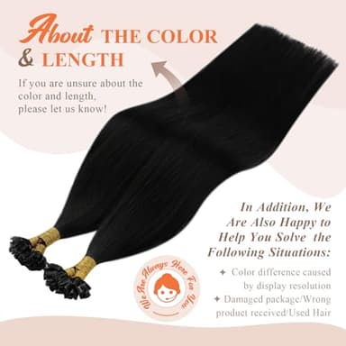 Sunny Hair 24inch U Tip Hair Extensions Human Hair Jet Black Hot Fusion Hair Extensions Straight U Tip Hair Extensions Real Human Hair Black for Women K Tip Hair Extensions 50S 50G - Image 7