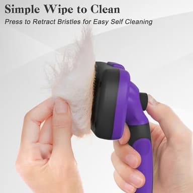 Swihauk Self Cleaning Slicker Brush for Dogs & Cats, Skin Friendly Pet Grooming for Shedding, Deshedding, and Hair Removal - Puppy Brush for Long Haired Pets, Pet Supplies, Purple - Image 3