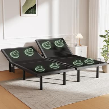 Marsail MS01-1 Split King Adjustable Bed Base with Massage, 4 Ports USB A&C Adjustable Bed Frame with Under-Bed Nightlight, 3 Minutes Assembly, Wireless Control Adjustable Bed with 4 Height Options - Image 1