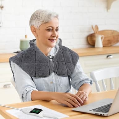 Heating Pad for Neck and Shoulders and Back, XHBDXDP 3.1lb Weighted Shoulder Heating Pads for Pain Relief, 24 x 20″ Neck Heating Pad with Tourmaline Beads, 5 Heat Settings, 4 Auto-Off - Image 9