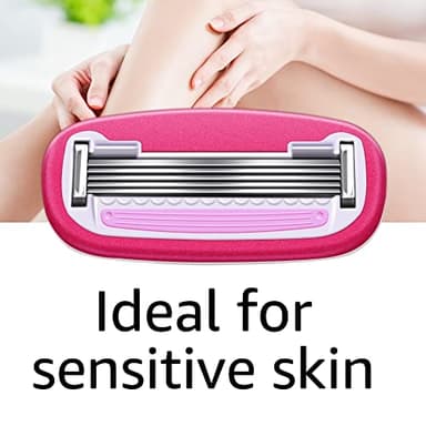 Amazon Basics Women's 5 Blade Razor Blades Refills, Fits Amazon Basics FITS System & Venus Handles, 6 Cartridges (Pack of 1) - Image 5