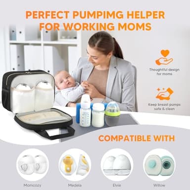 PIIOSER Breastmilk Cooler Bag with Ice Pack, Compatible with Wearable Breast Pumps & Accessories - Portable Pumps Carrying Case for Nursing & Working Moms, Black - Image 5