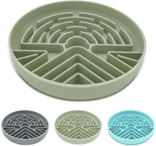 Lesipee Slow Feeder Dog Bowl for Large & Small Pets, Anti Choking Puzzle Dog Food Bowl with Non-Slip Base, Interactive Pet Slow Eating, Silicone Cat Feeder for Puppies & Cats(Grey Green) - Image 1