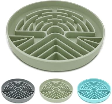 Lesipee Slow Feeder Dog Bowl for Large & Small Pets, Anti Choking Puzzle Dog Food Bowl with Non-Slip Base, Interactive Pet Slow Eating, Silicone Cat Feeder for Puppies & Cats(Grey Green) - Image 1