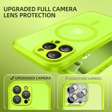 BERFY for iPhone 16 Pro Max Case, Compatible with MagSafe, Built-in 9H Tempered Glass Screen Protector and Camera Protection, Full Body Shockproof Matte Phone case for 16 Pro Max 6.9", Bright Green - Image 4