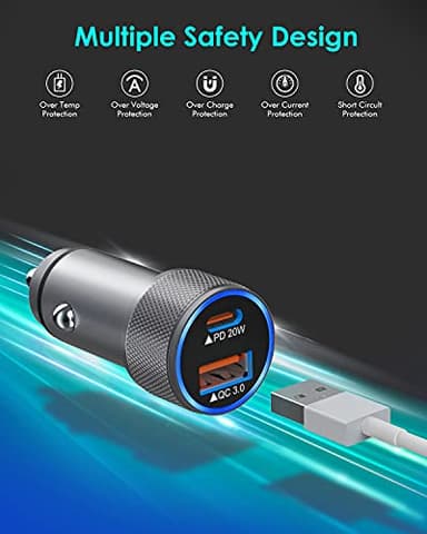 iPhone Car Charger,USB C Fast Car Charger[Apple MFi Certified] Apple Car Charging 38W Dual Port Car Charger Cigarette Lighter Adapter 2x3ft PD&QC 3.0 Lightning Cable for iPhone 14/13/12 Pro/11/Airpods - Image 4