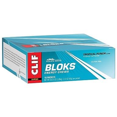 CLIF BLOKS - Tropical Punch Flavor with Caffeine - Energy Chews - Non-GMO - Plant Based - Fast Fuel for Cycling and Running - Quick Carbohydrates and Electrolytes - 2.12 oz. (18 Count) - Image 10