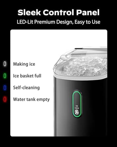 Silonn Nugget Ice Maker Countertop, Portable Pellet Ice Machine with Self-Cleaning Function, Sonic Ice Maker Produces 33lbs of Chewable Ice in 24 Hours, Ideal for Home Kitchen and Office, Black - Image 5
