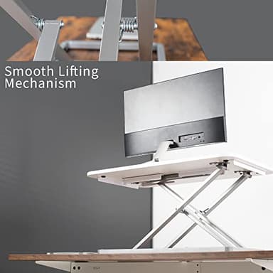 VIVO Economy Single Top Height Adjustable 29 inch Standing Desk Converter, Sit Stand Tabletop Monitor and Laptop Riser Platform Workstation, White, DESK-V000UW - Image 5