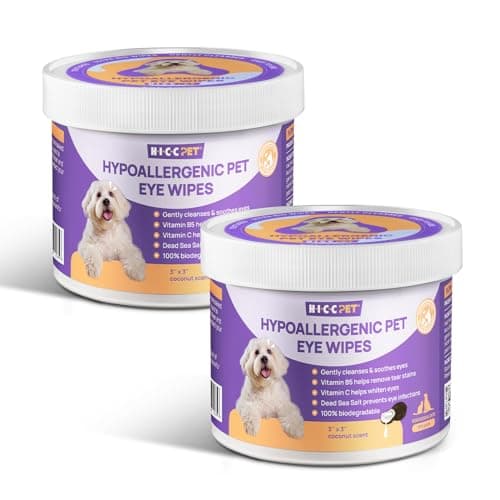 HICC PET Eyes Wipes for Dogs & Cats, Vet-Recommended Dog Eye Infection Treatment, Gently Remove Tear Stain, Debris, Discharge - Hypoallergenic Pet Eye Wash Cleaner for Eyes, Wrinkle, Face - 200pcs - Image 1