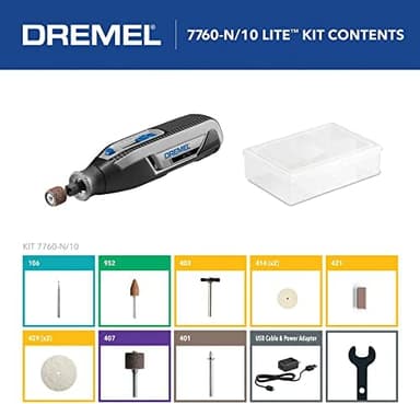 Dremel Lite 7760 N/10 4V Li-Ion Cordless Rotary Tool, Variable Speed Multi-Purpose Kit, USB Charging, Easy Accessory Changes - Perfect For Light-Duty DIY & Crafting, Sanding, Engraving and Polishing - Image 5