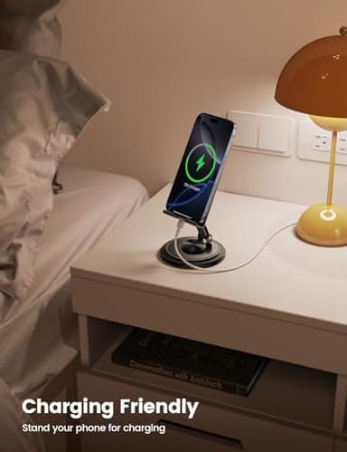 Lamicall Cell Phone Stand for Desk - [360° Rotation] Sturdy Adjustable Desktop Phone Holder, Foldable Mobile Stand, Office Desk Accessories for iPhone 17 16 15 14 Pro Max Air, Galaxy S25, Cellphones - Image 6