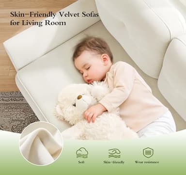 Small Sofa Couch, 48" Loveseat Sofa, Soft Velvet Love Seat Couches, Small Couch for Bedroom with 21" Deep Seat, Comfy Couches for Living Room, Tool-Free Setup Sofas for Living Room, White - Image 5