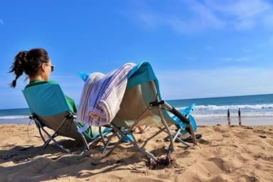 Nice C Adults Low Beach Chair, Sling, Folding, Portable, Concert, Kids, Boat, Sand Chair with Cup Holder & Carry Bag (2 Pack of Blue) - Image 2