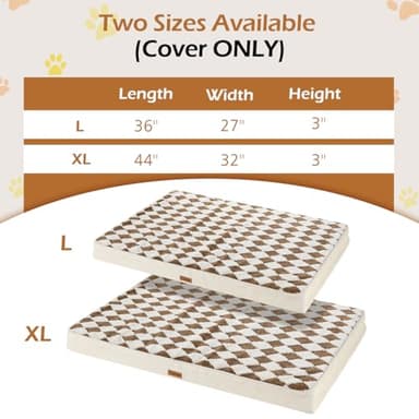 Tivray Dog Bed Cover, Washable Replacement Large Dog Bed Sheet with 3-Sided Continuous Zipper, Waterproof Liner, Soft Plush, Pet Mattress Fluffy Protector, 36x27x3 inch - L, Cover Only Khaki - Image 4