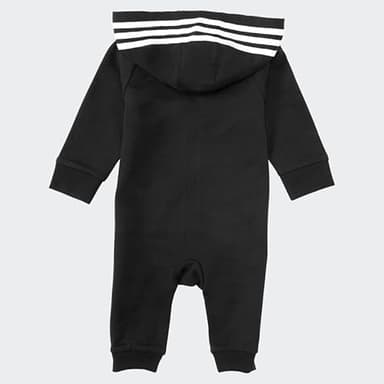 adidas unisex baby Infant Girls' and Boys' Long Sleeve Hooded Coverall Overalls, Black, 3 Months US - Image 3