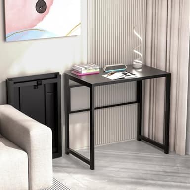 GreenForest Folding Desk for Small Spaces,31.5 in No-Assembly Small Computer Desk for Home Office,Space Saving Foldable Table Study Office Desk,Black - Image 8
