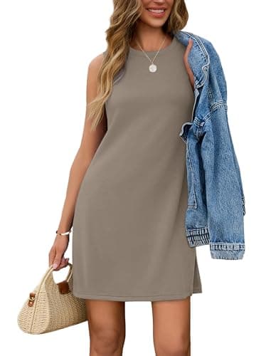 Sampeel Womens Dresses 2025 Casual Sundresses Summer Beach Vacation Clothes Mini Dress M Coffee - Image 1
