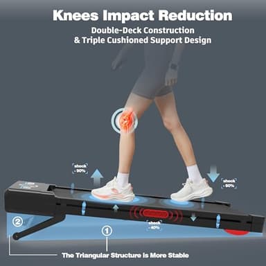 Walking Pad Treadmill with 12% 9-Level Auto Incline, 450 lbs Capacity RGB LED Screen, Bluetooth Speaker Under Desk Treadmill, Compact Treadmills for Home Hiking, Black - Image 5