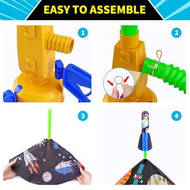 Otoseth Toys Rocket Launcher for Kids - Launch up to 100 Ft, 8 Multi-Color Foam Rockets & Adjustable Launch Stand, Kids Outdoor Toys, Birthday Toys for Kids Boys Girls Age 3+ Years Old - Image 7