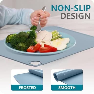Cutebe Silicone Placemat for Toddles Kids Non-Slip Reusable Portable Kids Placemats for Dinning Table Heat Resistant Placemats, Baby Placemat Stain Resistant Silicone Mat for Dining Table 3 Pack - Image 6