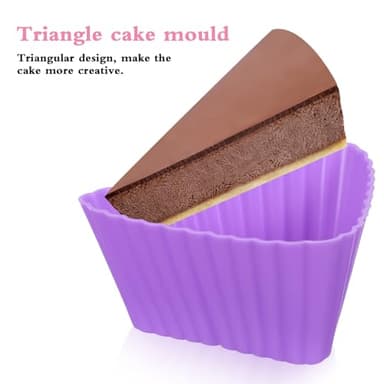 Cabilock 12pcs Silicone Cake Molds Reusable Non-stick Cupcake Liners Muffin Baking Cups Triangle Shape Pudding Jelly Molds for Baking - Image 3