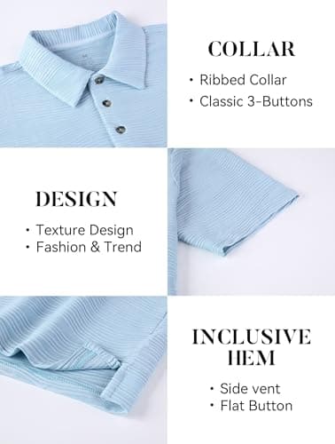 Esabel.C Mens Knit Polo Shirts Short Sleeve Collared Casual Shirt Polo Shirts for Men,Blue,XL - Image 4