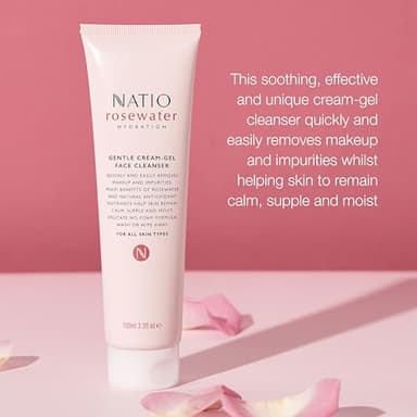 Natio Australia Rosewater Hydration Gentle Cream-Gel Face Cleanser, 3.3 oz - Facial Cleanser with Rosewater - Travel Size Face Wash for All Skin Types - Image 2