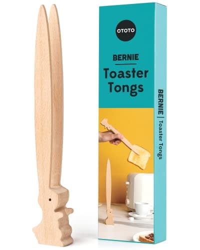 OTOTO Bernie Bunny Toaster Tongs - Rabbit, Salad Servers - Multipurpose Mini Tongs for Appetizers, Wood Utensils & Cute Kitchen Gadgets, Easter, White Elephant Gifts, Toast, Cute Kitchen Accessories - Image 1