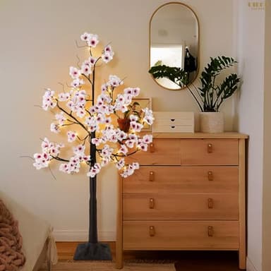 Uieke 4FT Cherry Blossom Tree, 48 Fairy Lights Artificial Lighted Tree for Home Inside Outdoor Spring Wedding Party Festival Decor, Warm White - Image 7