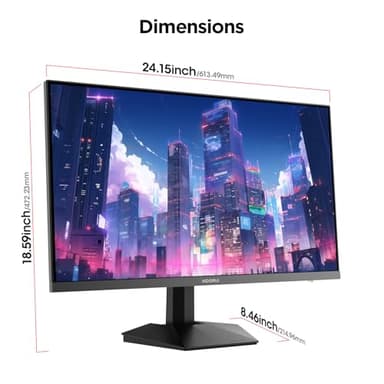 KOORUI 27" 200Hz Gaming Monitor, 1ms Fast IPS Computer Monitor, WQHD (2560 x 1440p) HDR 400 Display, DCI-P3 95% Color Gamut, FreeSync Premium, Adaptive G-Sync, HDMI x 2, DisplayPort, Black - Image 9