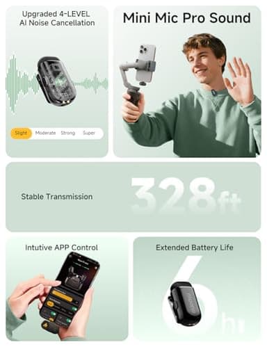 MAONO Wave T1 Mini Wireless Lavalier Microphone for iPhone 16 15, Android, Tablet, PC, Clip on Lapel Mic with USB-C Plug, Noise Cancellation, AI Voice Filter for Video Recording Vlog TikTok YouTube - Image 2