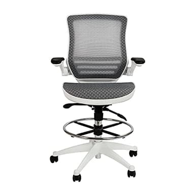 Flash Furniture Waylon Mid-Back Swivel Office Chair with Adjustable Foot Ring and Seat Height, Ergonomic Mesh Chair with Armrests, Gray/White - Image 7