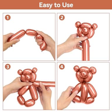 ZBYDNG Metallic Rose Gold Long Balloons Premium 260 Twisting Animals Magic Balloons for Birthday Kids Wedding Party Supply 100pcs - Image 4