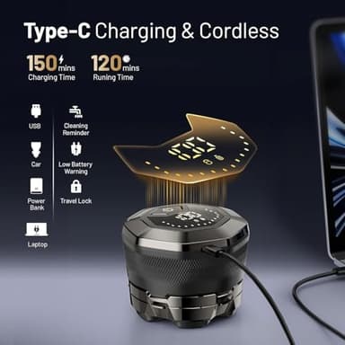 Head Shaver for Bald Men, Wyklaus Waterproof Hypoallergenic Head & Face Shaver, Wet/Dry Shaving, Type-C Fast Charging, LED Display, Rechargeable Razor for Men & Women, Ideal Gift - Image 3