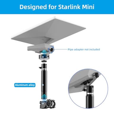 Starlink Mini Mount, Adjustable Starlink Mini Mount for RVs, Motorcycles, and Yachts, 360° Rotatable Aluminum Bracket, No Drill Installation, Roof Railing Mount Installation Range 0.88-1.04” - Image 3