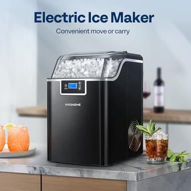 VIVOHOME Nugget Ice Maker Countertop, Portable Pebble Ice Maker Machine with 44lbs/Day, Soft Chewable Pellet Ice Machine with Self-Cleaning, Scoop, 10 Ice Bags, for Home Kitchen, Party, RV, Camping - Image 6