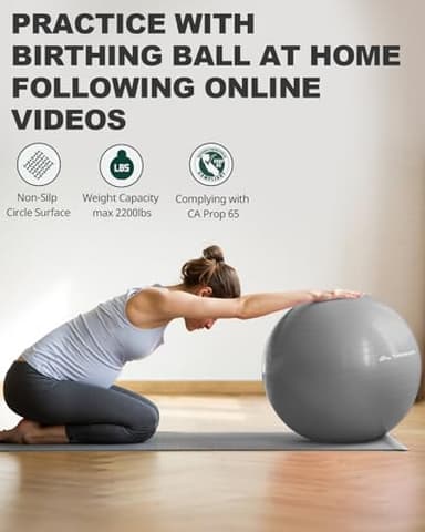 Trideer Yoga Ball for Pregnancy Office Ball Chair– Exercise Ball for Birthing, Labor, Stretching & Core Workout – Anti-Burst, Slip-Resistant for Home Gym, Flexible Seating & Physical Therapy - Image 3