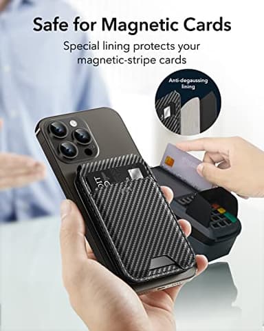 ESR for MagSafe Wallet, Phone Wallet with Adjustable Stand for iPhone 17/16/15/14/13/12, Not for iPhone 13/12 Mini, 3 Card Holder, Vegan Leather, Black Carbon Fiber - Image 5