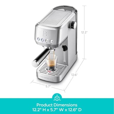 CASABREWS 3700 Essential Espresso Machine 20 Bar, Stainless Steel Cappuccino & Latte Machine with Steam Frother for Home, 43.9oz Water Tank, Silver - Image 7