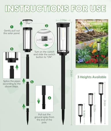 BITPOTT Bright Solar Pathway Lights Outdoor, 8 Pack Solar Powered Garden Lights Waterproof IP65, Auto On/Off Outdoor Light for Lawn Patio Walkway Driveway Decor Landscape Lighting - Image 8